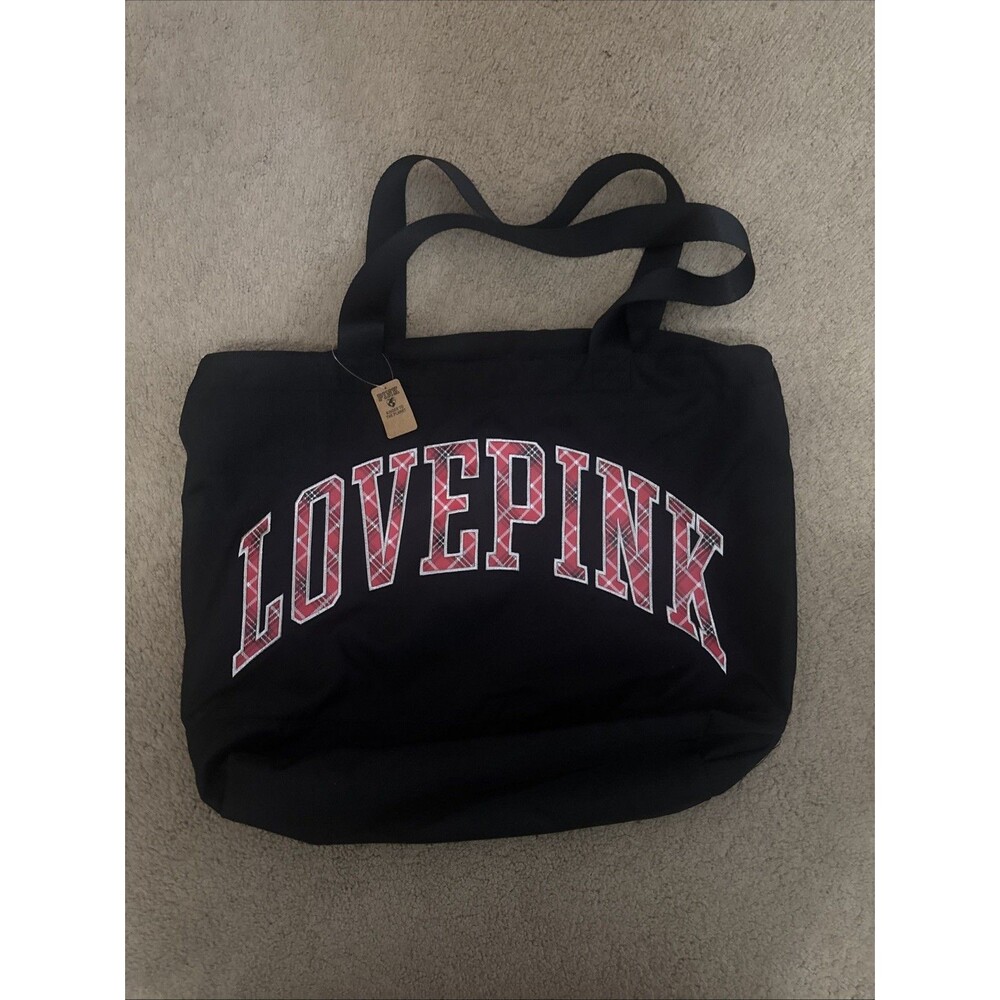 Victoria's Secret PINK Tote Bag Black Large Zip Top Closure BlackFriday 2022 NWT
